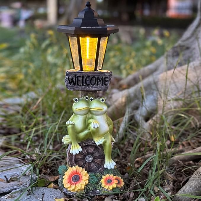 Solar Frog Garden Statue, Outside Frog Statue Gift - Image 5