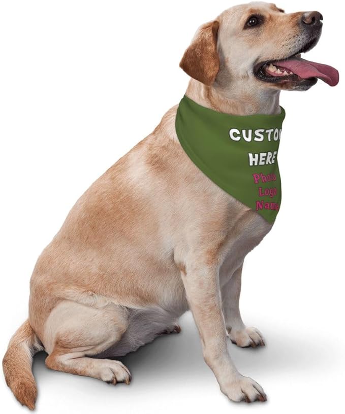 Personalized Dog Bandanas Custom Pet Scarf Add Your Own Logo Photo Text - Image 2
