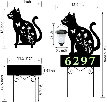 Solar Cat Garden Stakes Cat Holding Solar Lantern Decor Stakes Animal Yard - Image 6