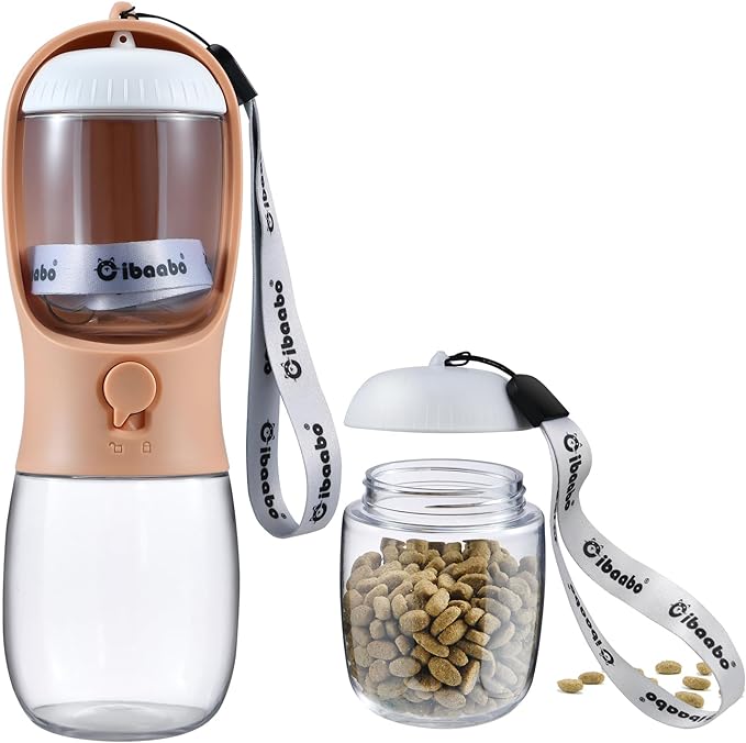Cibaabo Dog Water Bottle with Food Container, Travel Puppy Water Bowl, Portable by Cibaabo