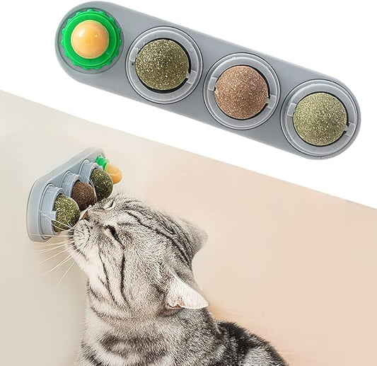 Potaroma 4 Catnip Silvervine Ball Toys, Extra Cat Energy Ball, Edible Cats Lick by Potaroma