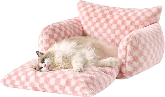 Hollypet Cat Bed Fluffy Plush Multifunctional Double-Layer Machine Washable - Image 2
