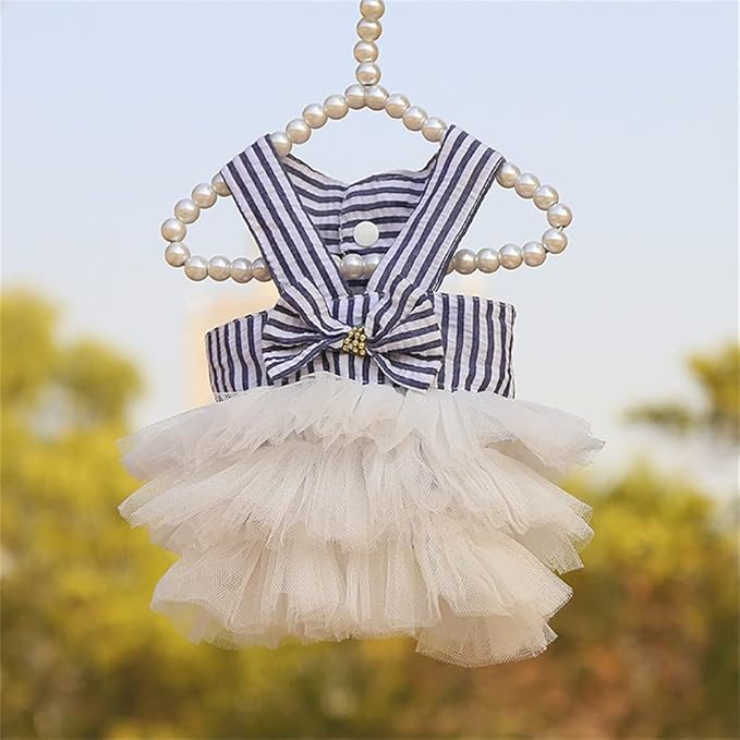 Dog Dresses, Fashion Pet Dog Clothes, Striped Mesh Puppy Dogs Princess Dresses - Image 8