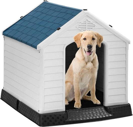 FDW Dog House Indoor Outdoor Durable Ventilate Waterproof Pet Plastic Dog House by FDW