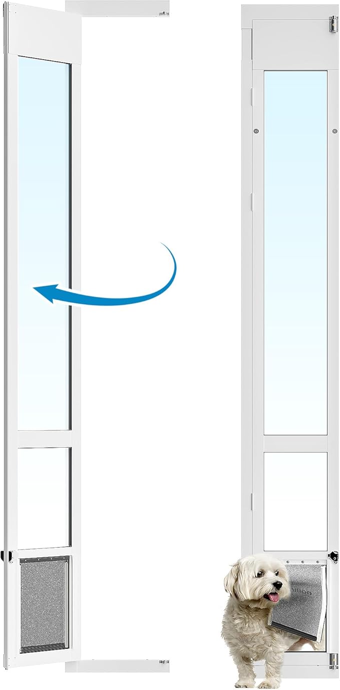 Medium Dog Door for Sliding Glass Doors, Adjustable Height 75 7/8" to 81" by ExploreNow
