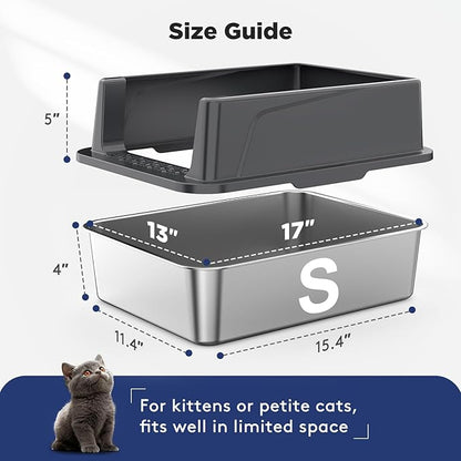 FURTIME 2 Pack Stainless Steel Cat Litter Box - Image 6