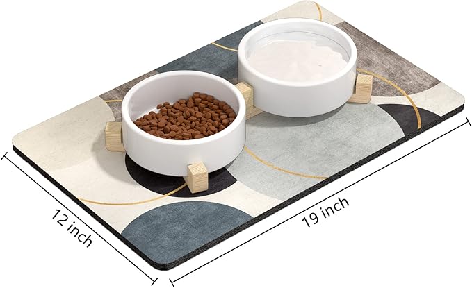 Rnivvi Dog Food Mat, Cute Anti-Slip Rubber Pet Feeding Rug Protect Floors - Image 2