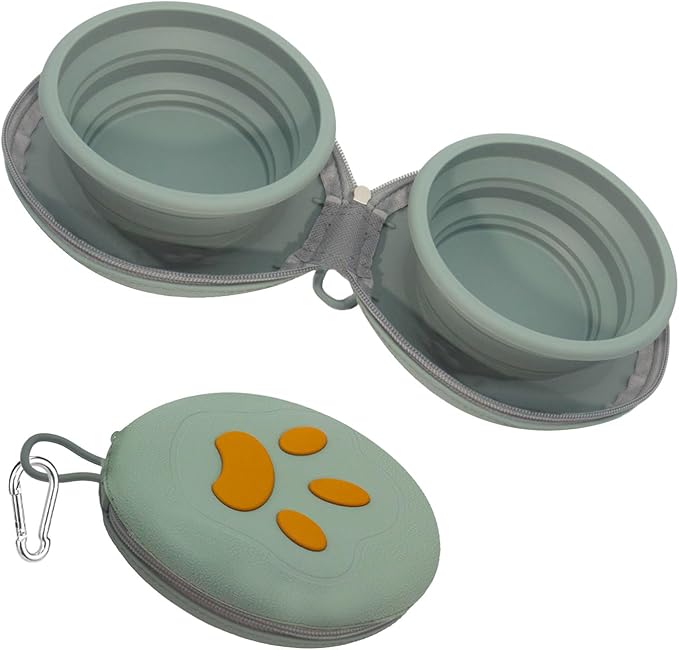 Collapsible Dog Bowls, 2-in-1 Silicone Pet Food and Water Bowl by guardingwhatyouLove