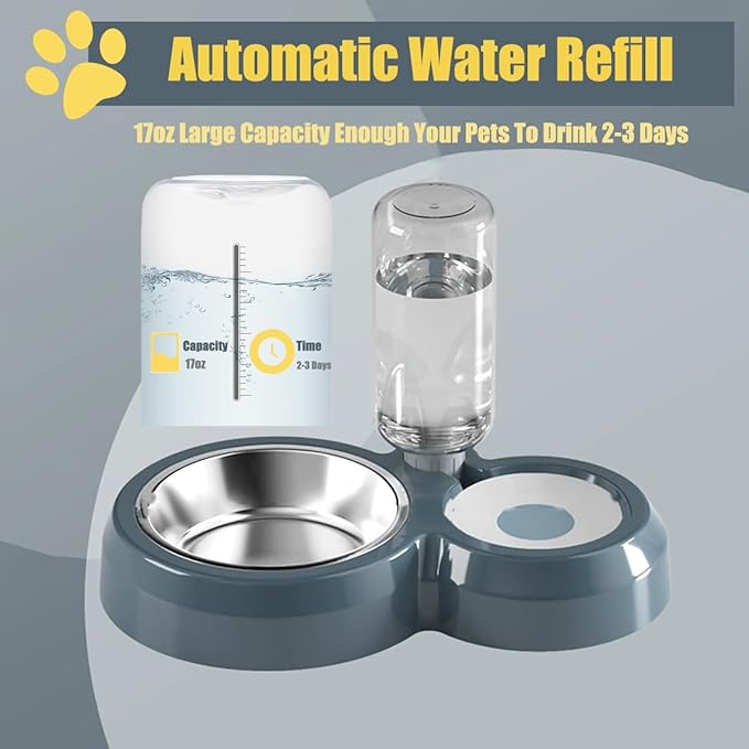 Double Dog Cat Bowls, Cat Food and Water Bowl Set - Image 2
