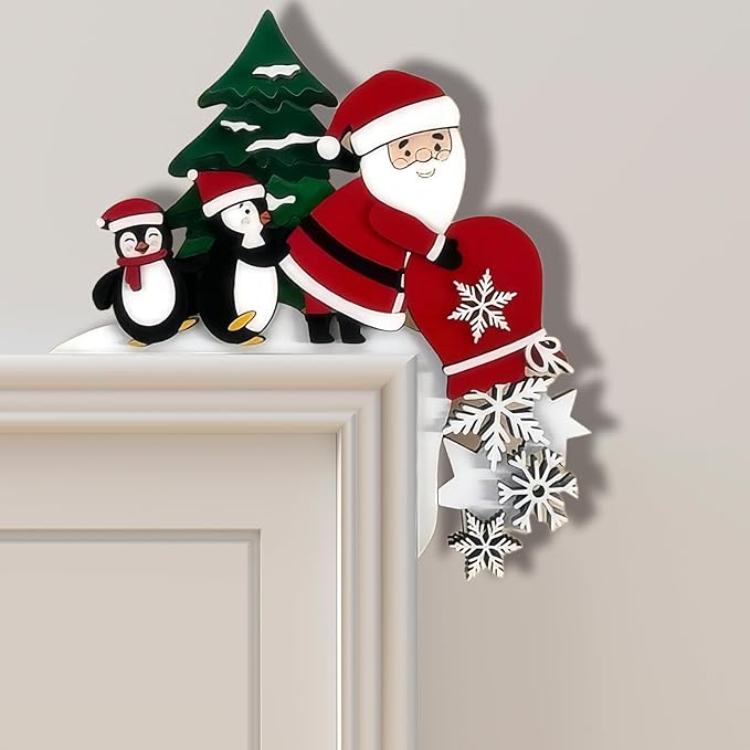 2024 Christmas Door Topper Holiday Home Decor Funny Snowman Santa Claus Top by Unknown