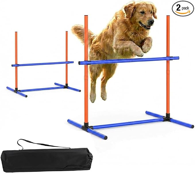 Dog Agility Training Equipment, 2-Sets Adjustable Dog Jumps & Hurdles Set by mioule