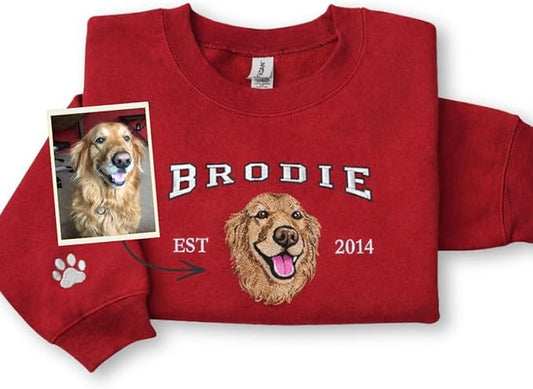 Custom Embroidered Sweatshirt Dog From Real Photo by EMBROLY