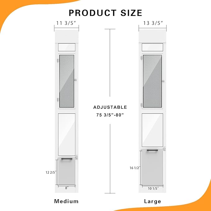 Doggy Door for Sliding Glass Door, Adjustable Height 75 3/5" to 80" Sliding - Image 3