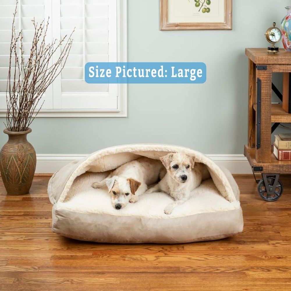 Snoozer Pet Products Luxury Rectangle Cozy Cave Dog Bed with Microsuede, Small, Buckskin