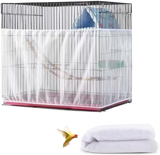 Large Bird Cage Cover, Bird Cage Seed Catcher, Adjustable Soft Airy Nylon Mesh by DECKALY