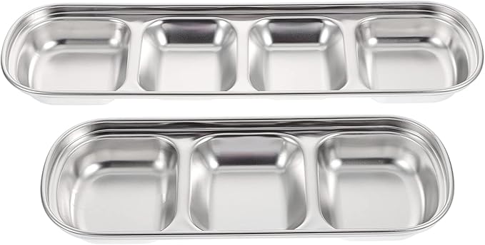 Ipetboom Compartment Pet Tray Food Bowls: 8pcs Stainless Steel Cat Bowl Divided - Image 5