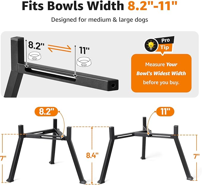 LOOBANI Elevated Dog Bowl Stand: Adjustable Width Anti-Slip Raised Dog Bowl - Image 5