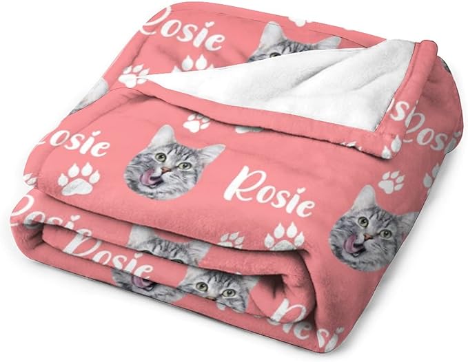 Personalized Cat Face & Name Blanket - Image 2