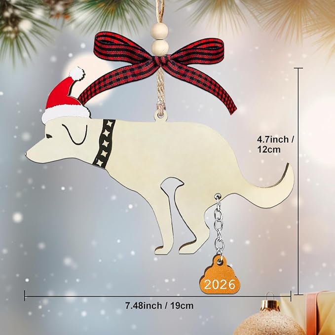 Funny Christmas Ornaments 2026, Wooden Dog Ornament - Image 5