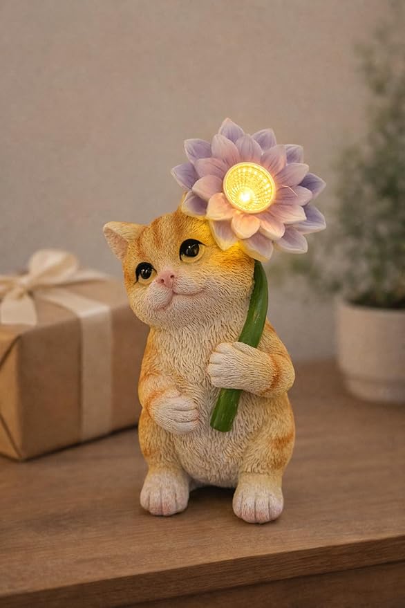 GoGnome Solar Cat Garden Statue - Image 5