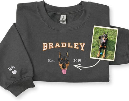 Custom Embroidered Sweatshirt Dog From Real Photo by EMBROLY