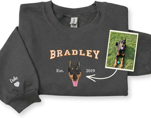 Custom Embroidered Sweatshirt Dog From Real Photo by EMBROLY