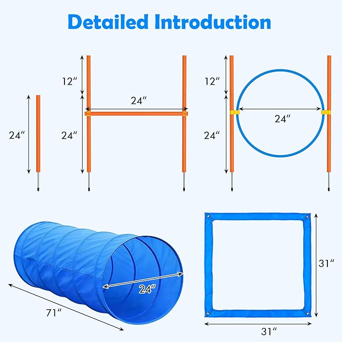XiaZ Dog Agility Course Backyard Set, Dog Obstacle Course Training Starter Kit - Image 2