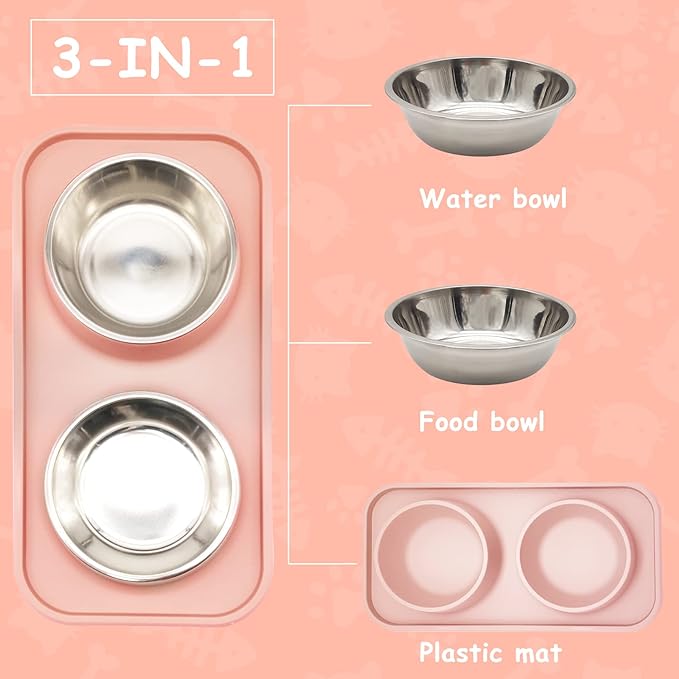 BNOSDM Double Dog Food Bowls Stainless Steel Dog Food and Water Bowls - Image 4