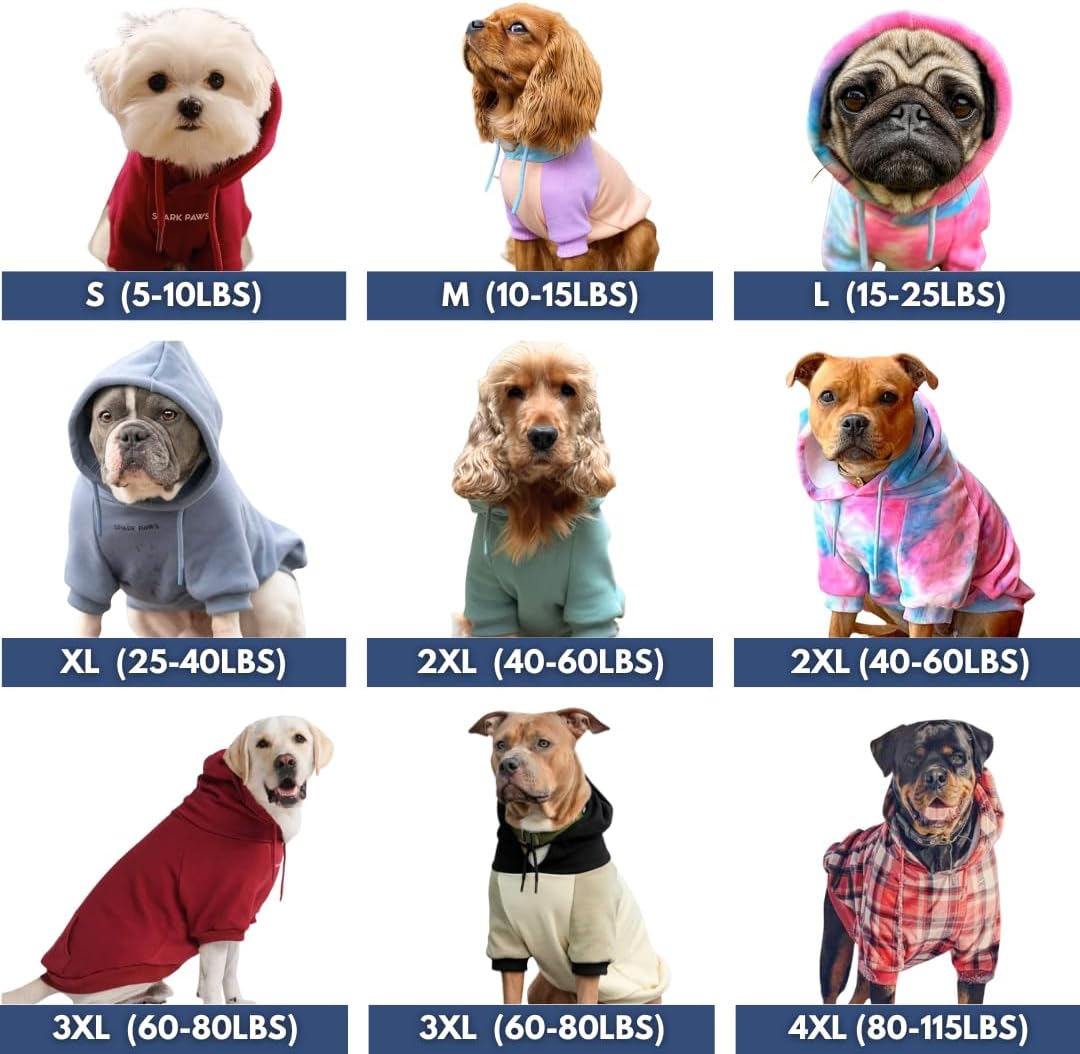 Spark Paws Dog Hoodie – Premium Dog Sweater for Small, Medium, and Large Dogs | Warm Outfits for French Bulldogs, Pitbull, Puppy, Winter Jacket Alternative - Red Plaid, 3XL