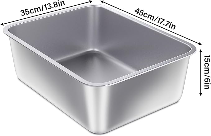 Stainless Steel Litter Box, 17.7"x13.8"x6" Medium to Large Metal Litter Box - Image 5