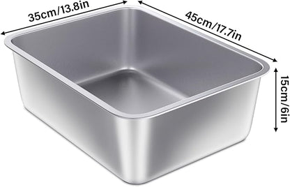 Stainless Steel Litter Box, 17.7"x13.8"x6" Medium to Large Metal Litter Box - Image 5