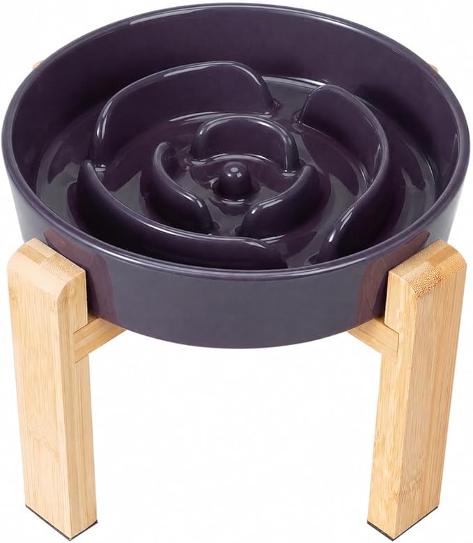 Elevated Slow Feeder Dog Bowl Large Breed, 8.8 Inch Ceramic Slow Eating Bowl by PTOBER