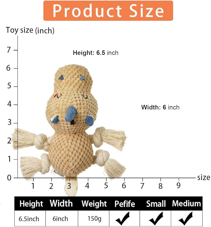 Sedioso Large Dog Toys, Cute Squeaky Dog Toy, Stuffed Animal Plush Toys - Image 6