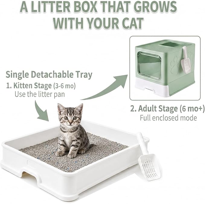 Medario Cat Litter Box with X-Large Litter Mat and Scoop, Large Covered Litter - Image 3