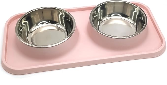 BNOSDM Double Dog Food Bowls Stainless Steel Dog Food and Water Bowls by BNOSDM