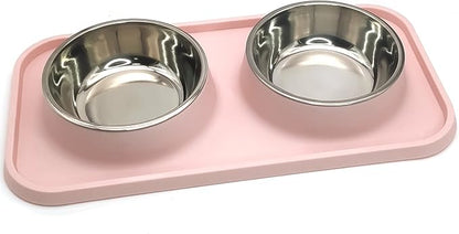 BNOSDM Double Dog Food Bowls Stainless Steel Dog Food and Water Bowls by BNOSDM