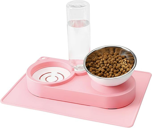 Double Elevated Dog Cat Food Water Bowls, Stainless Steel Cat Food Water Bowl by Nuzzletail