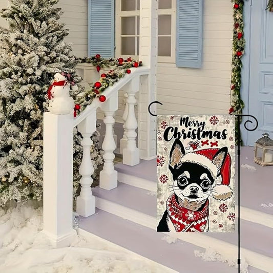 BlissYard Merry Christmas Dog Garden Flag 12x18 Inch Double Sided Holiday Dog by BlissYard