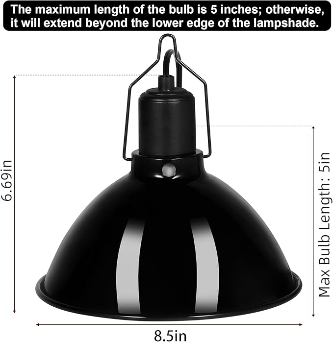 DXOPHIEX 8.5inch Dome Reptile Heat Lamp Reptile Light Fixture UVB Light Fixture - Image 2