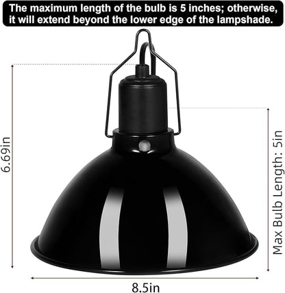 DXOPHIEX 8.5inch Dome Reptile Heat Lamp Reptile Light Fixture UVB Light Fixture - Image 2