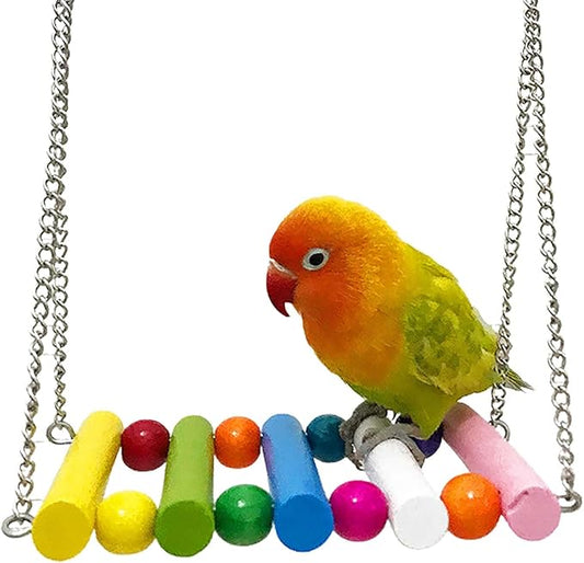Bird Swing, Parakeet Swing, Parrot Perch Stand, Natural Wooden Swing Hanging by Unknown