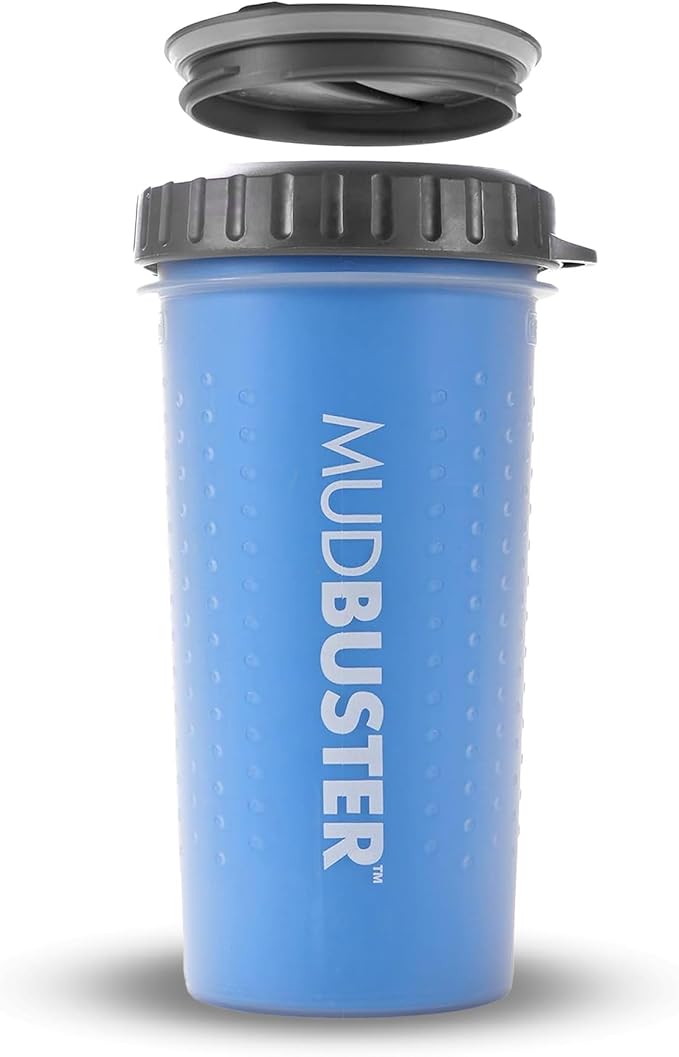 Dexas Lidded MudBuster Large Dog Paw Cleaner, Pro Blue, Fits 2.5"-3.5" Wide Paws by Dexas