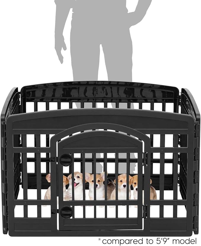 IRIS USA Dog Playpen with Door, 24” 4 Panel Pet Exercise Pen – Indoor Outdoor - Image 2