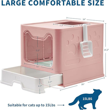 Medario Cat Litter Box with Litter Mat and Scoop, Large Covered Litter Box with - Image 4