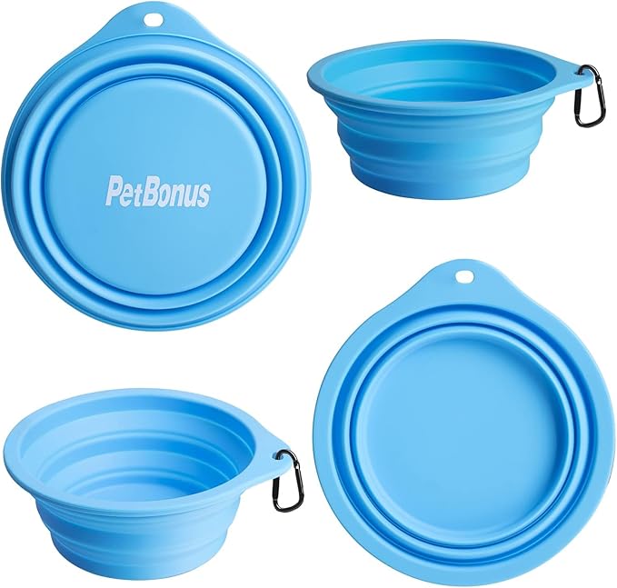 PetBonus 2-Pack Large Silicone Collapsible Dog Bowls, 34oz/1000ml BPA Free - Image 2