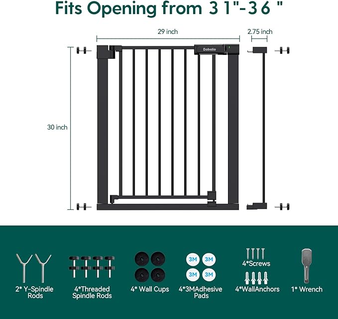 Babelio Baby Gate for Doorways and Stairs, 31-36" Pet Gate - Image 6