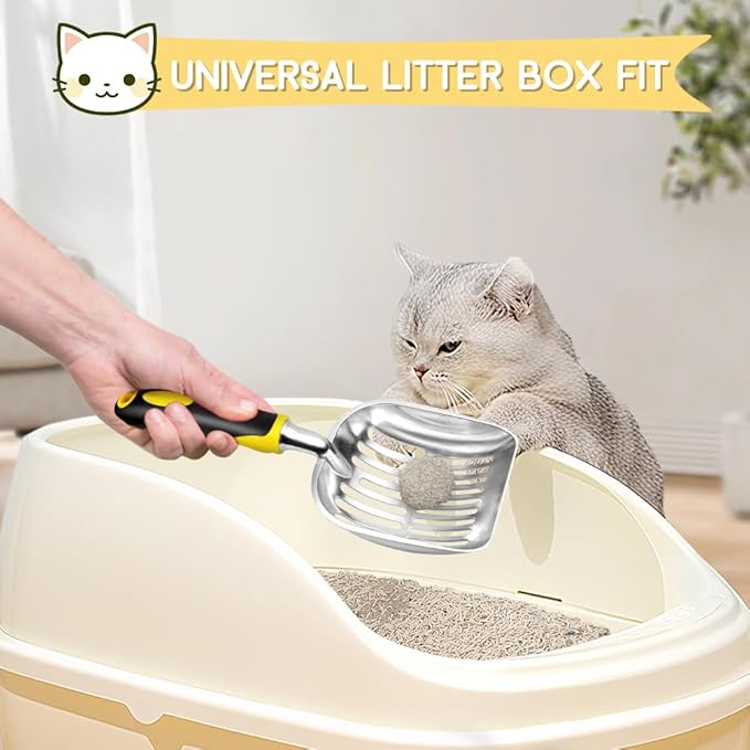 Cat Litter Scoop, Metal Cat Scooper, Rubber Handle Scoop, Sifting Shovel - Image 6