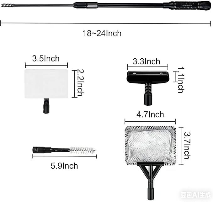 Carefree Fish 4IN1 Aquarium Cleaning Tools Long Handle Adjustable Length - Image 8