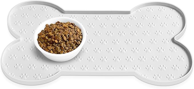PWTAA Dog Food Mat Anti-Slip Silicone Dog Bowl Mat Thicker Pet Placemat by PWTAA