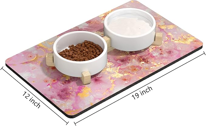 Rnivvi Dog Food Mat, Cute Anti-Slip Rubber Pet Feeding Rug Protect Floors - Image 2